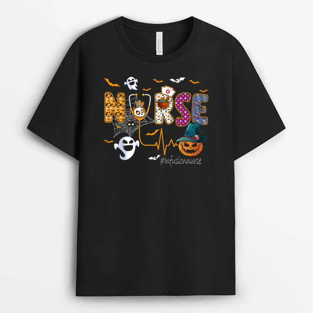 Infusion Nurse Nursing Stethoscope Halloween Pattern T-Shirt
