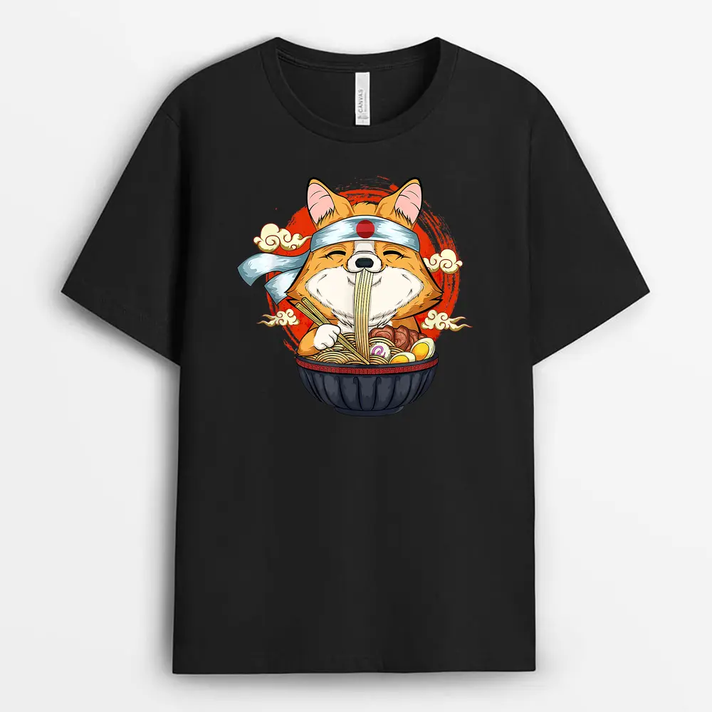 Kawaii Corgi Ramen Cute Japanese Dog Lover Manga Anime Gifts T-Shirt