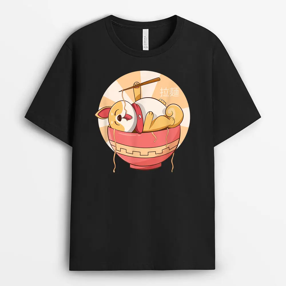 Kawaii Ramen Cute Anime Dog Corgi Japanese Noodles T-Shirt