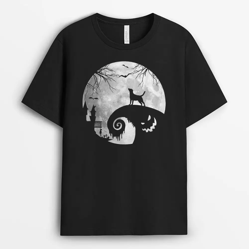 Labrador Dog And Moon Halloween Costume Dog Lover Funny T-Shirt