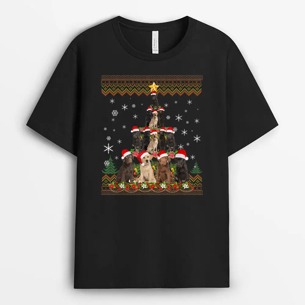 Labrador Dog Christmas Lights  Christmas T-Shirt