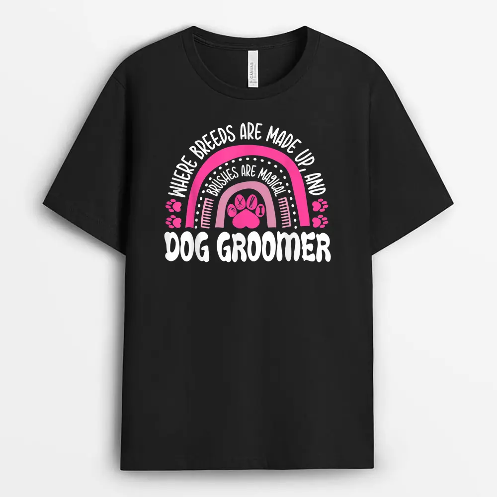 Leopard Rainbow Dog Groomer Pet Grooming Stylist Groomers T-Shirt