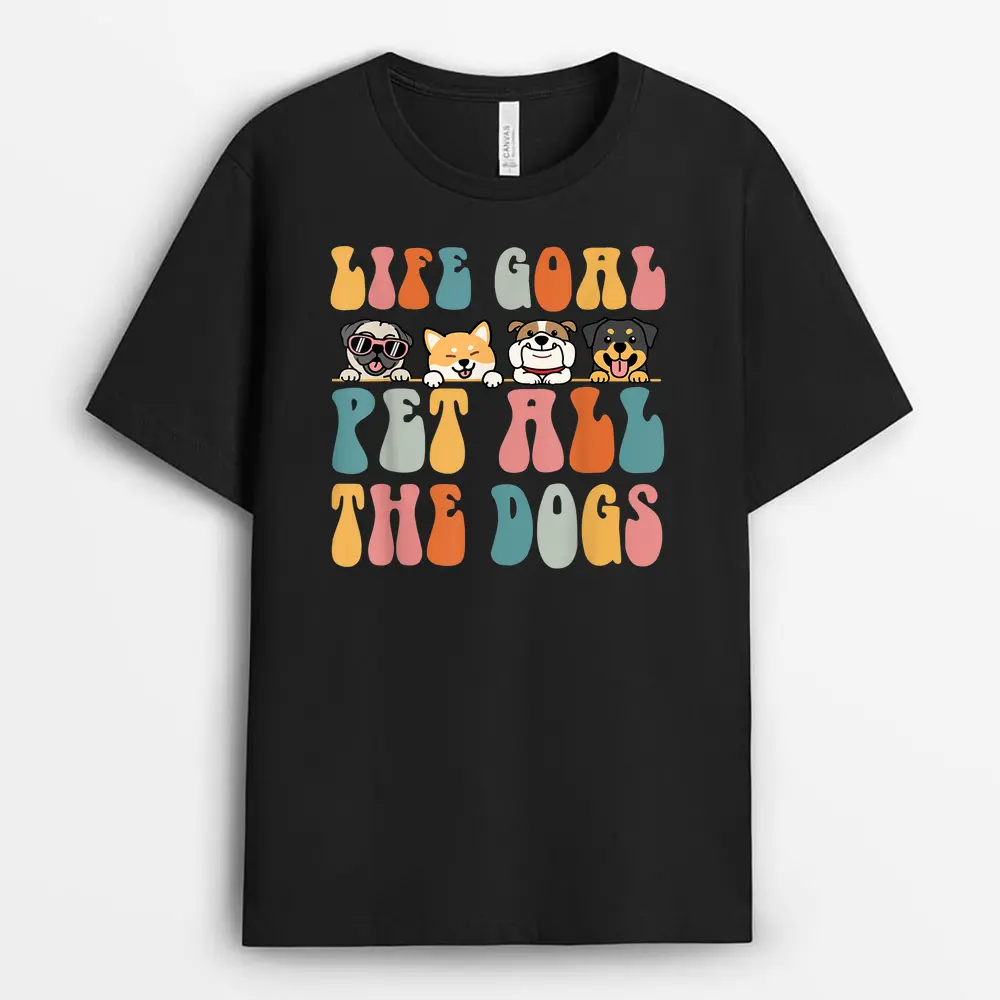 Life Goal Pet All The Dogs Vintage Cute Dogs Pug Corgi T-Shirt