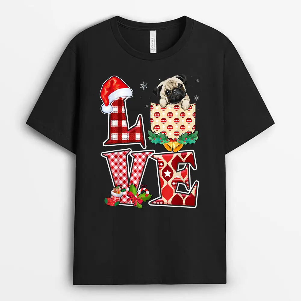 LOVE Pug  Christmas Dog Lover T-Shirt