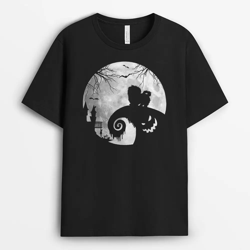 Maltese Dog And Moon Halloween Costume Dog Lover Funny Gifts T-Shirt