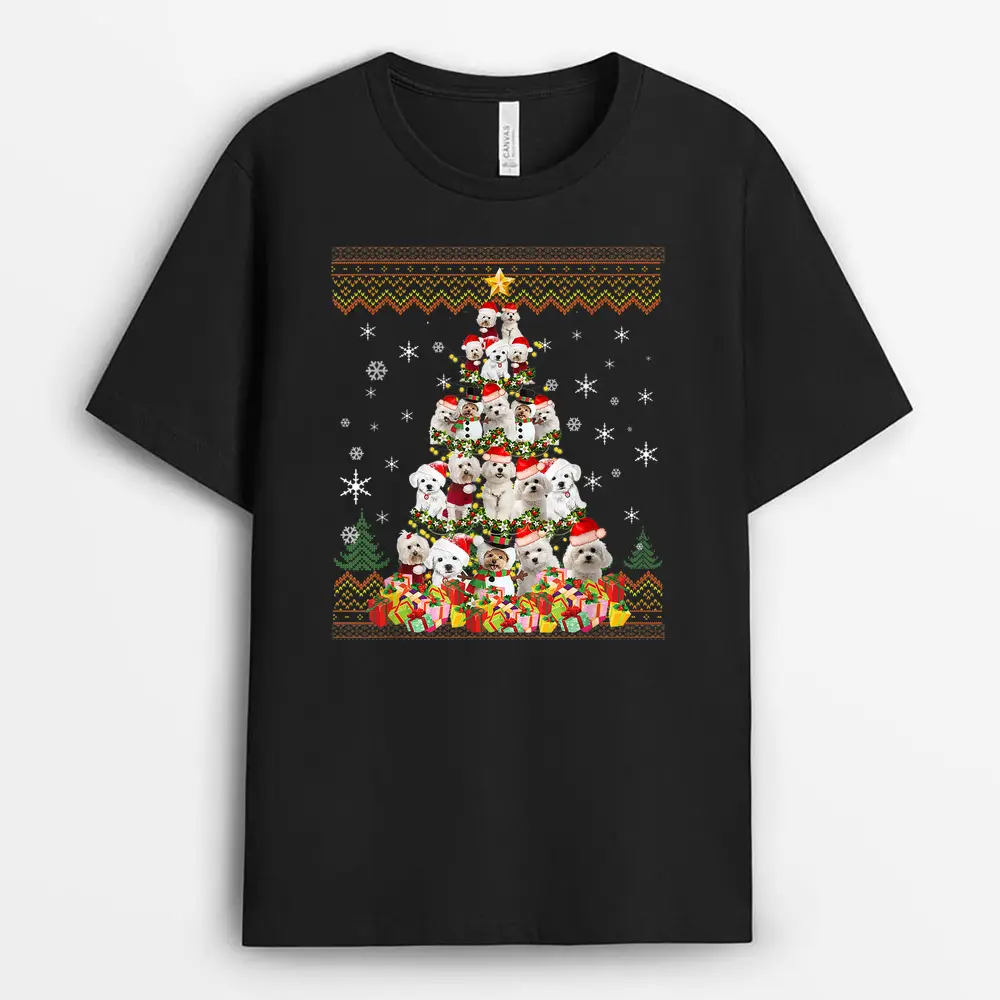 Maltese Dog Christmas Lights Christmas T-Shirt