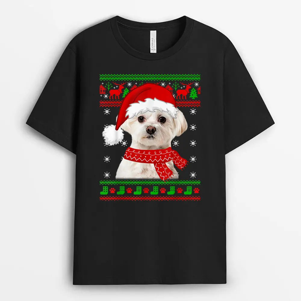 Maltese Dog Ugly  Christmas Puppy Dog Lover T-Shirt