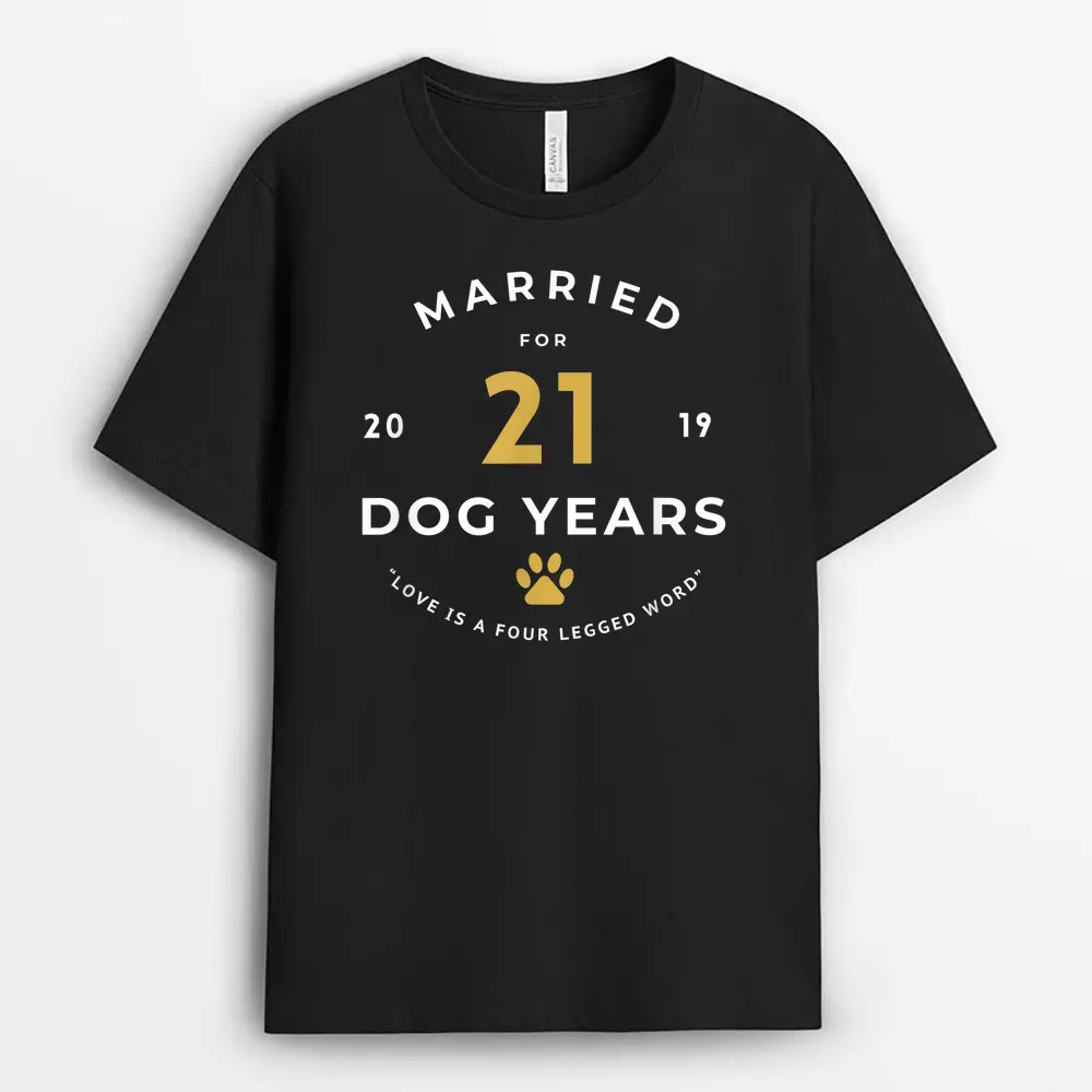 Married For 21 Dog Years 3rd Marriage Anniversary T-Shirt