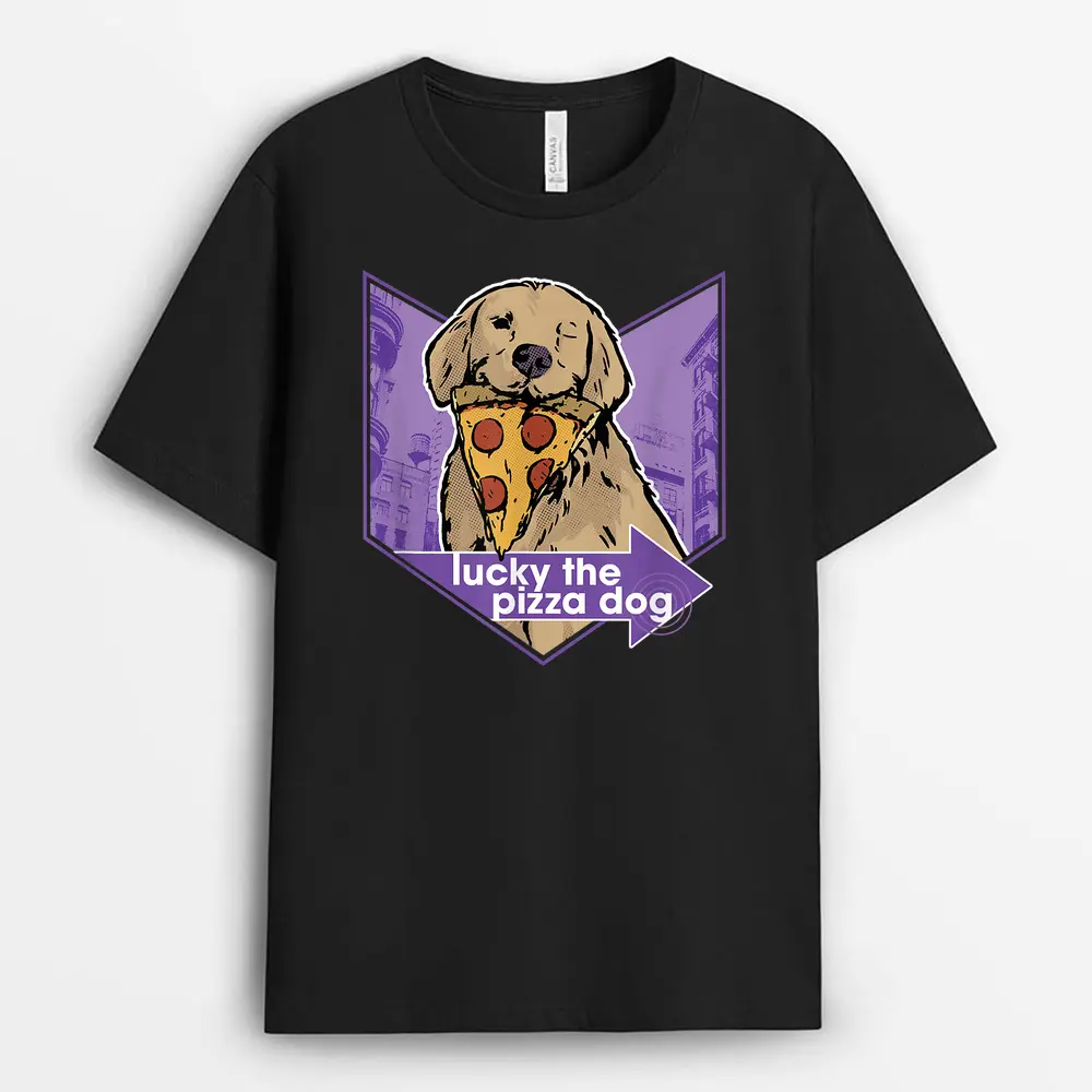 Marvel Hawkeye Disney Plus Lucky The Pizza Dog Chevron T-Shirt