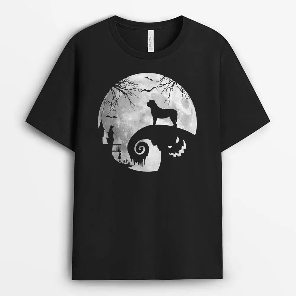 Mastiff Dog And Moon Halloween Costume Dog Lover Funny Gifts T-Shirt