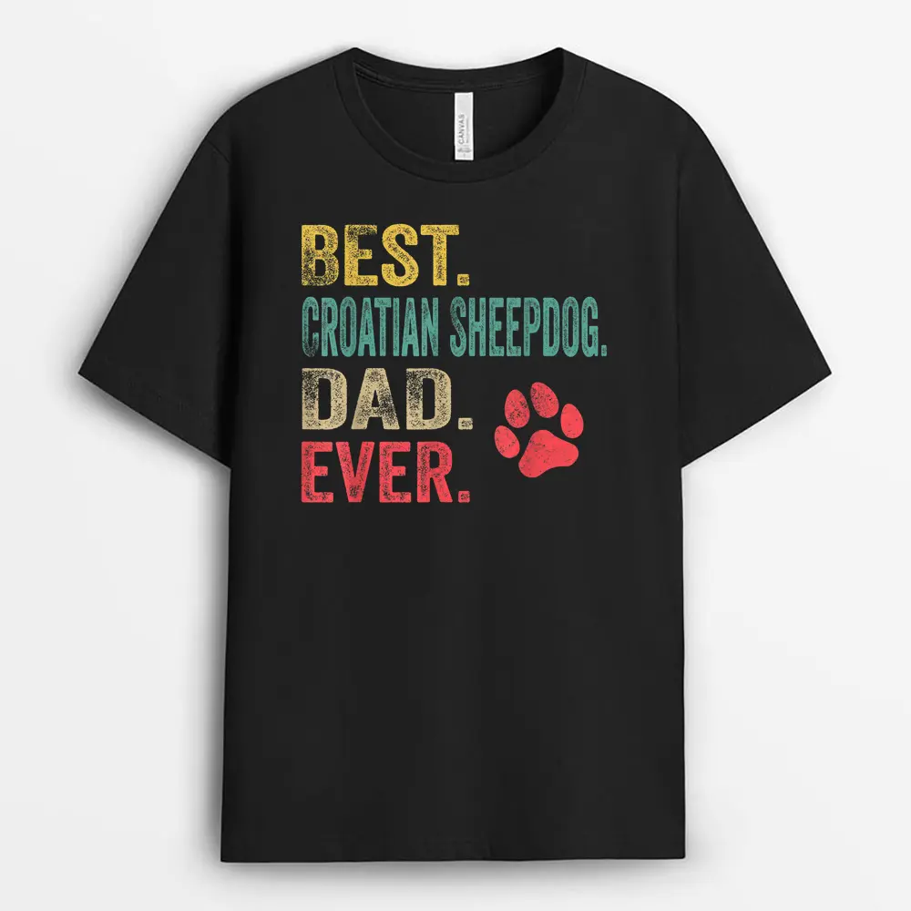Mens Best Croatian Sheepdog Dad Ever Vintage Father Dog Lover T-Shirt