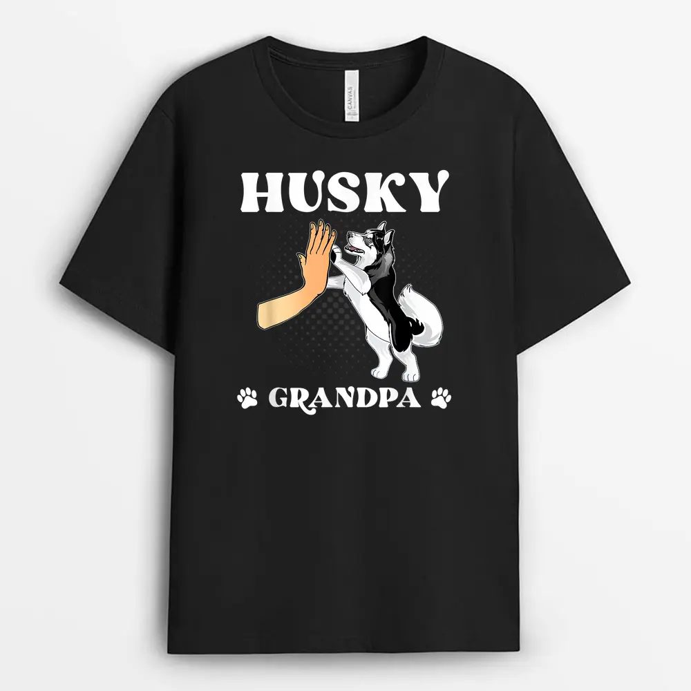 Mens Husky Grandpa Dog Dad Lover T-Shirt