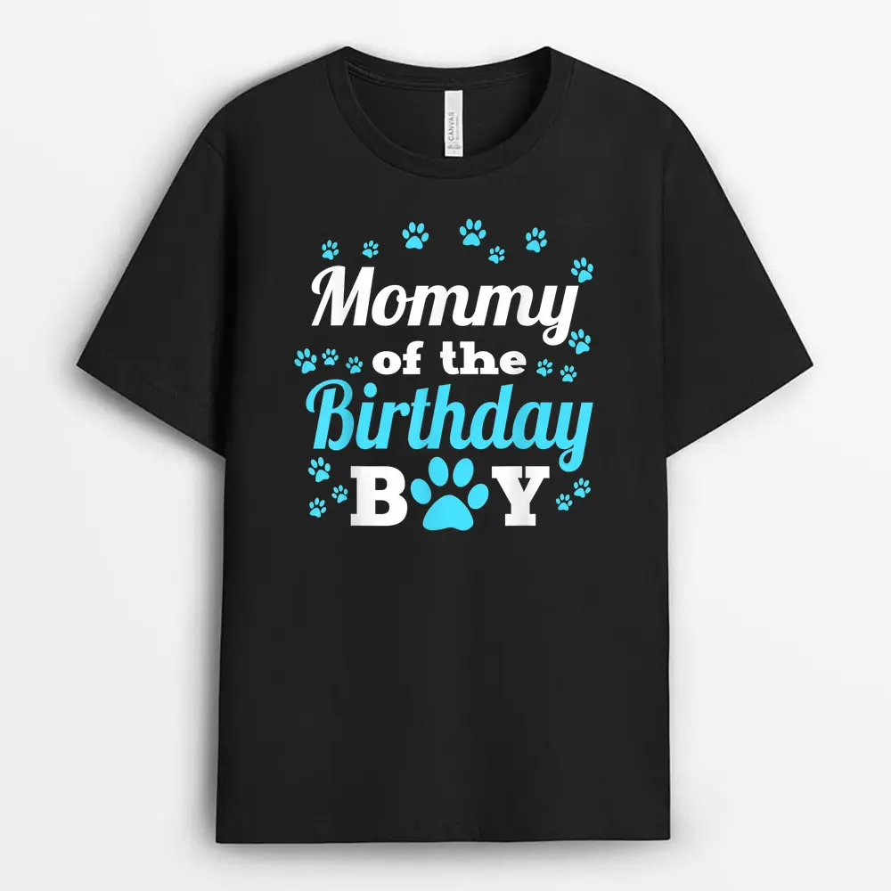 Mommy Of The Birthday Boy Dog Paw Bday Party Celebration T-Shirt