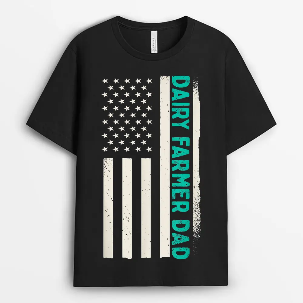 Patriotic Farming Farm Agriculture Dairy Farmer Dad T-Shirt