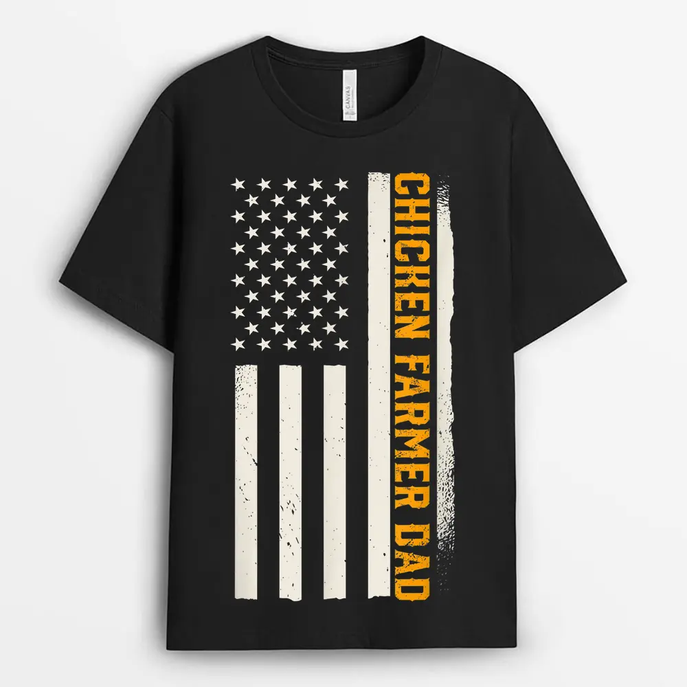 Patriotic Hog Farming Farm Agriculture Chicken Farmer Dad T-Shirt