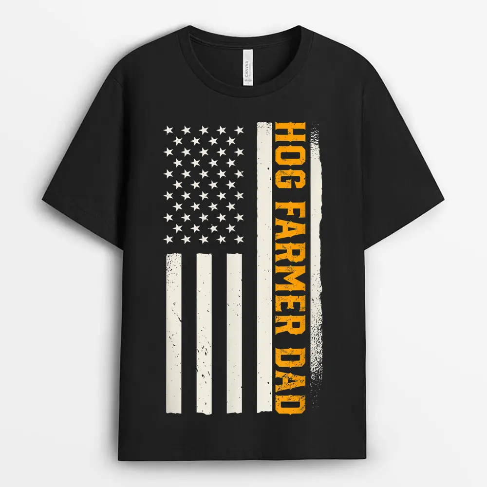 Patriotic Hog Farming Farm Agriculture Pig Farmer Dad T-Shirt