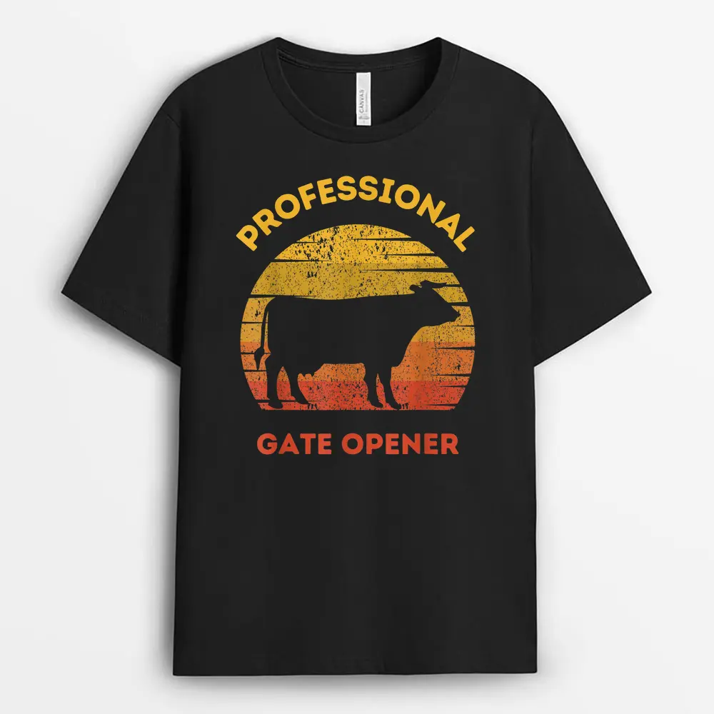 Professional Gate Opener Funny Design Farmer Cool Cows T-Shirt