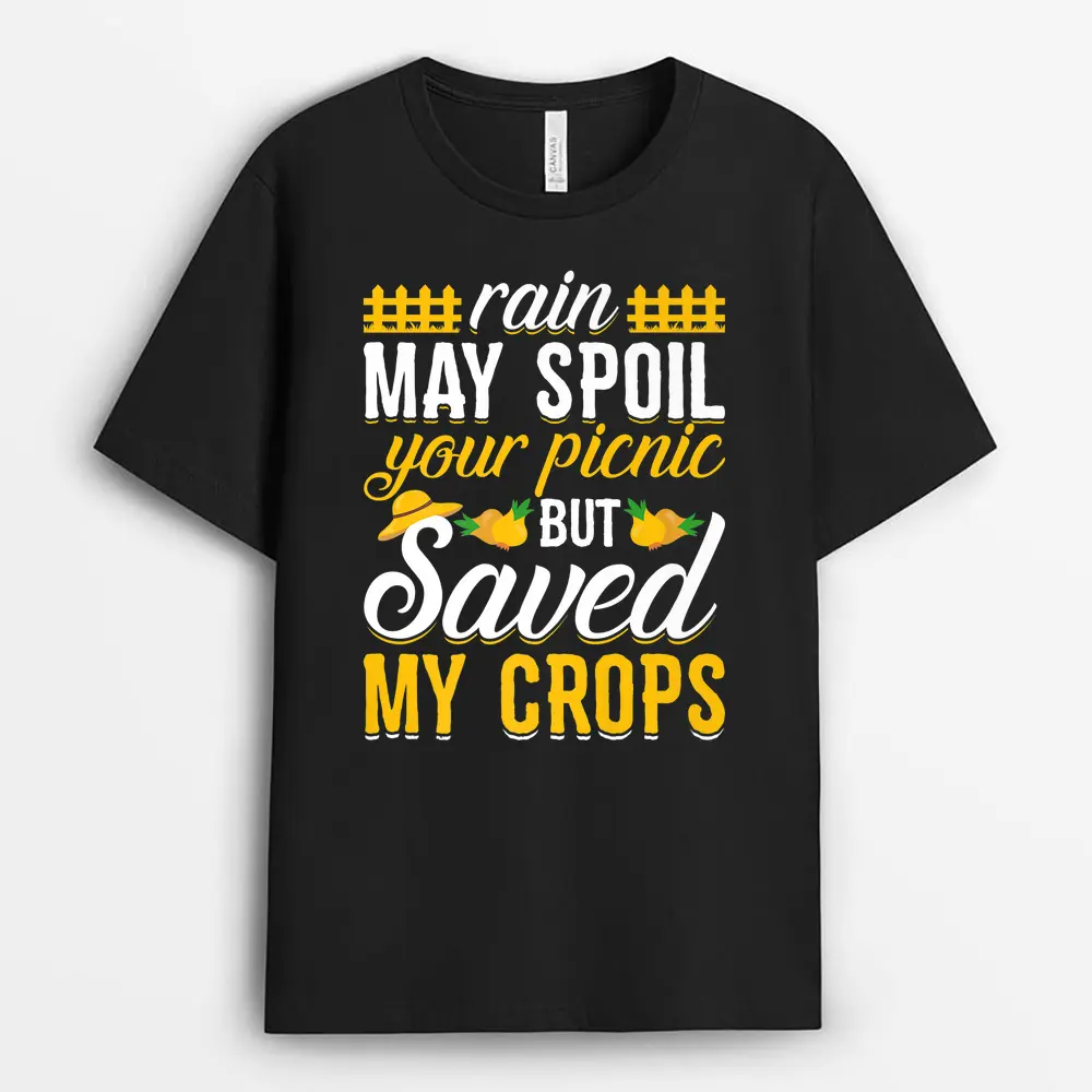 Rain Saved My Crops Funny Farming Farmer Tractor Graphic T-Shirt