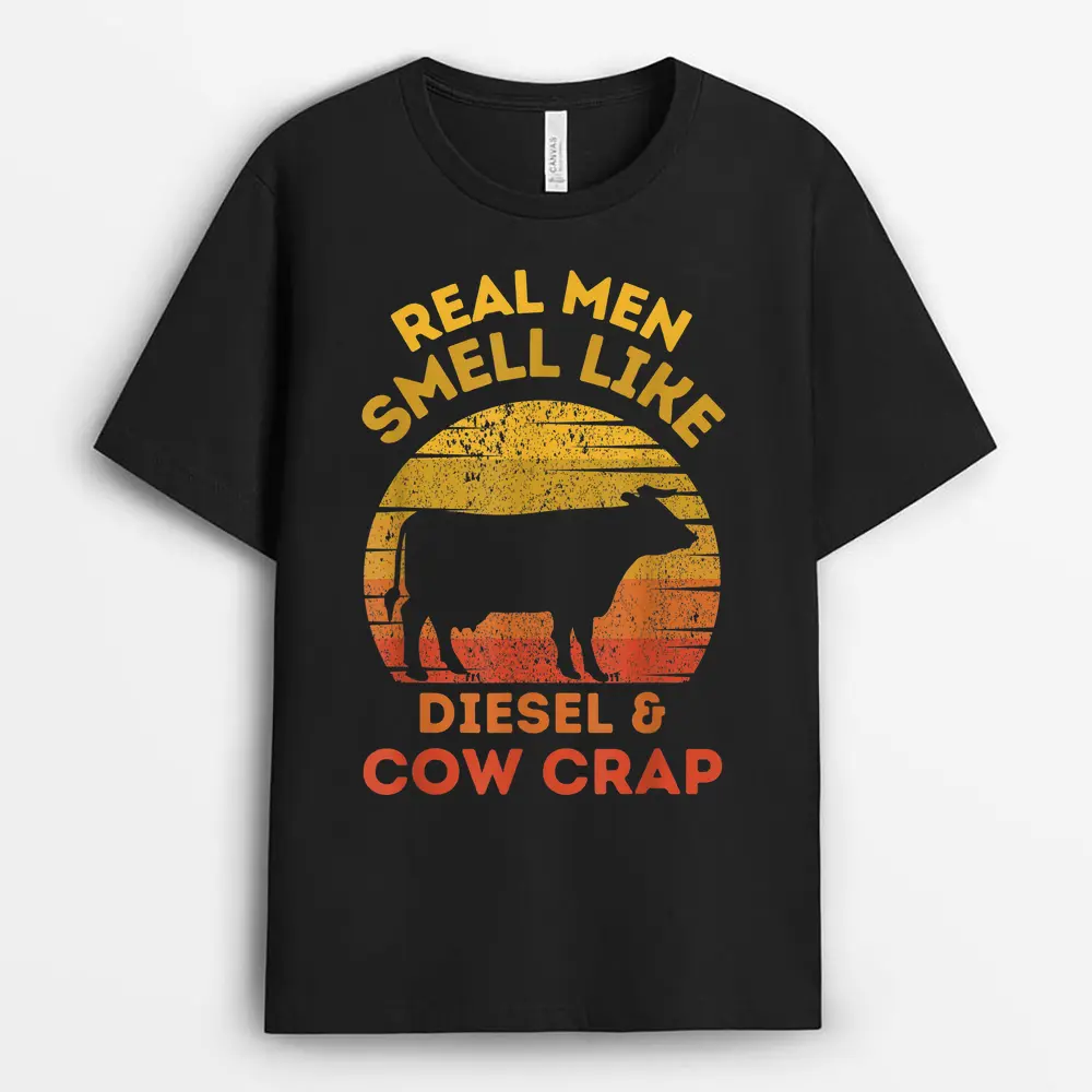 Real Men Smell Like Diesel And Cow Lover Crap Vintage Farmer T-Shirt