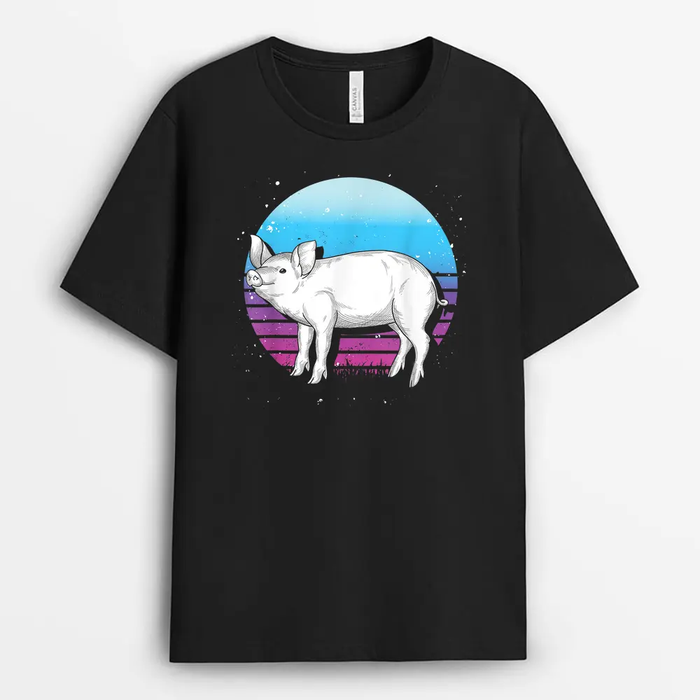 Retro Pig Lover Farming Farm Animal Farmer Pig T-Shirt