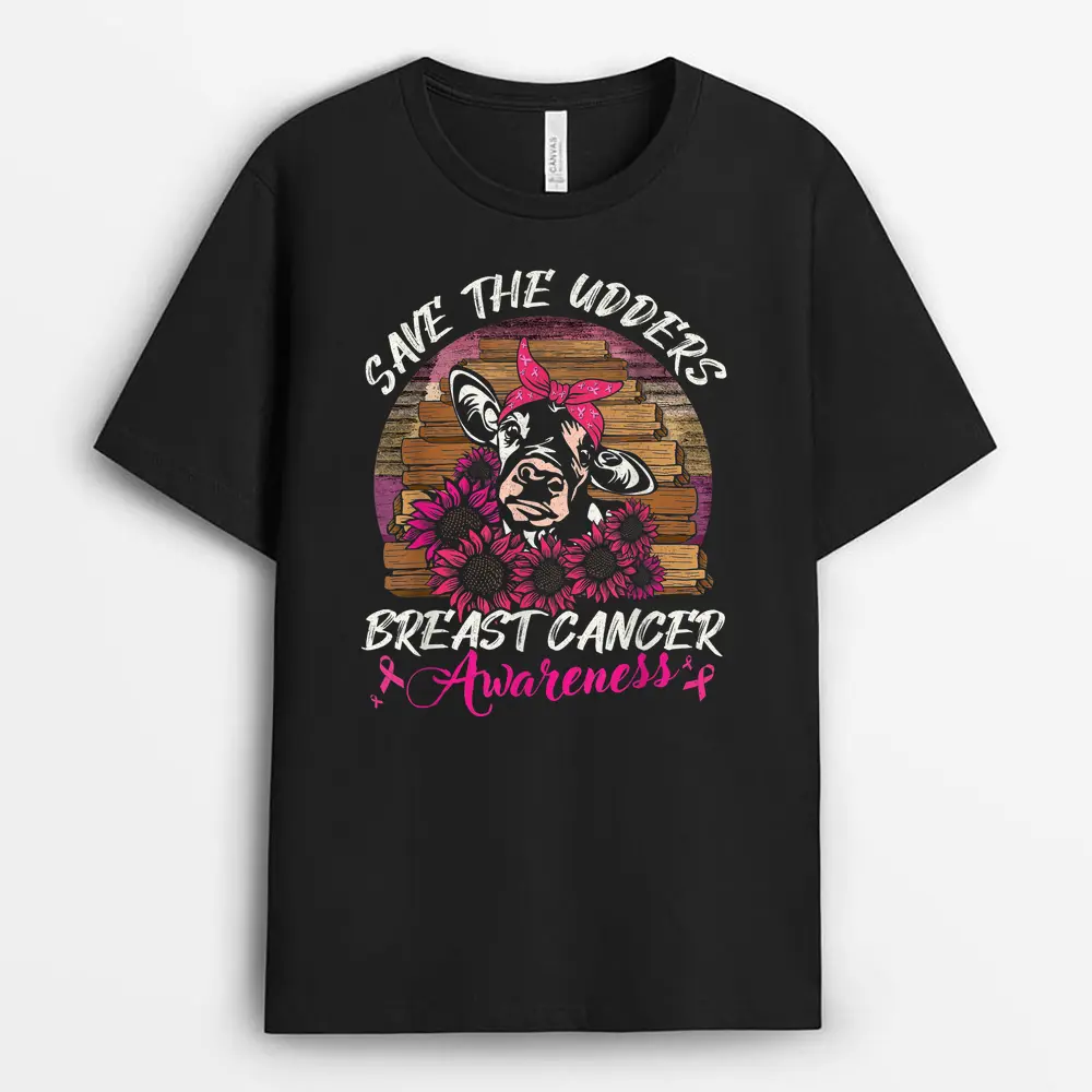 Save The Udder Leopard Cow Farmer Breast Cancer Awareness T-Shirt