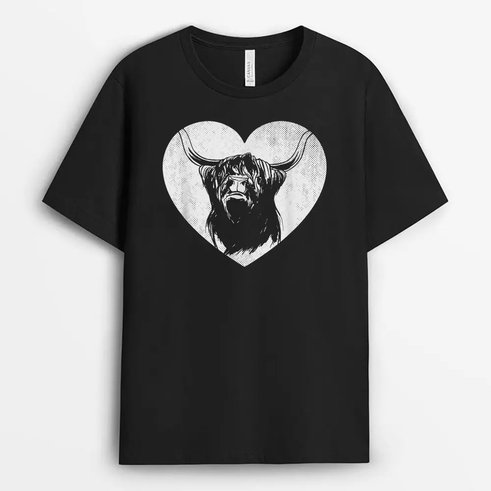 Scotland Farm Scotsman Farmer Highland Cattle Heart Ranch T-Shirt