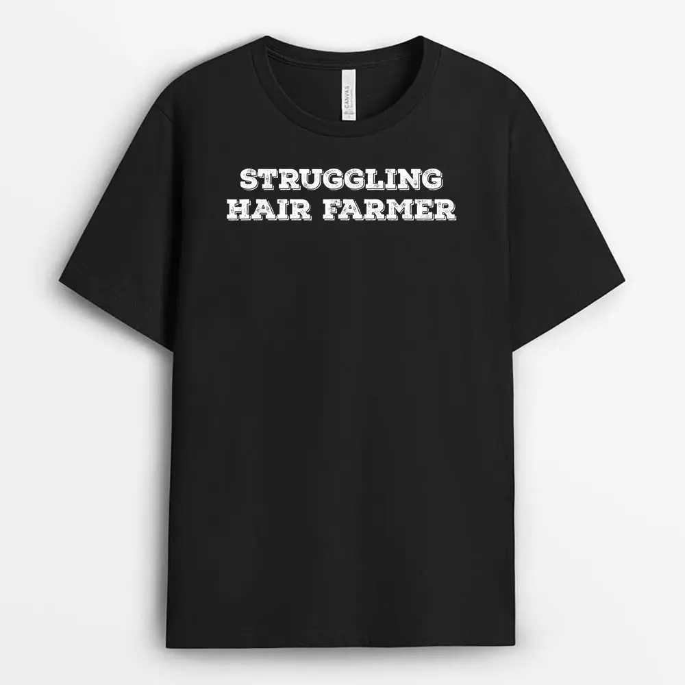 Struggling Hair Farmer Father's Day Bald Head Humor T-Shirt