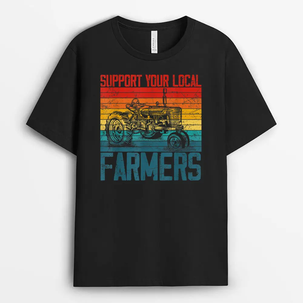 Support Your Local Farmer Cool Farming Retro Vintage T-Shirt