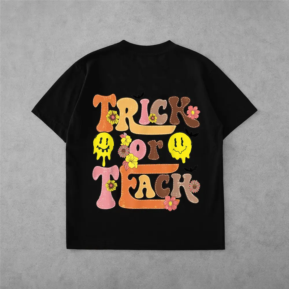 Trick Or Teach Spooky Teacher Halloween Teacher Day Retro T-Shirt