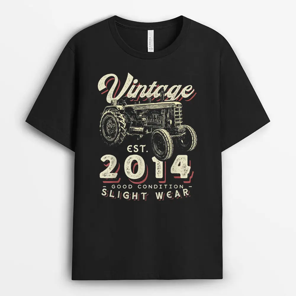 Vintage Farmer Tractor Established 2014 8th Birthday Party T-Shirt