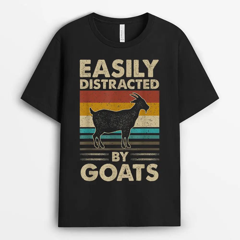 Vintage Retro Easily Distracted By Goat Farm Farmer T-Shirt