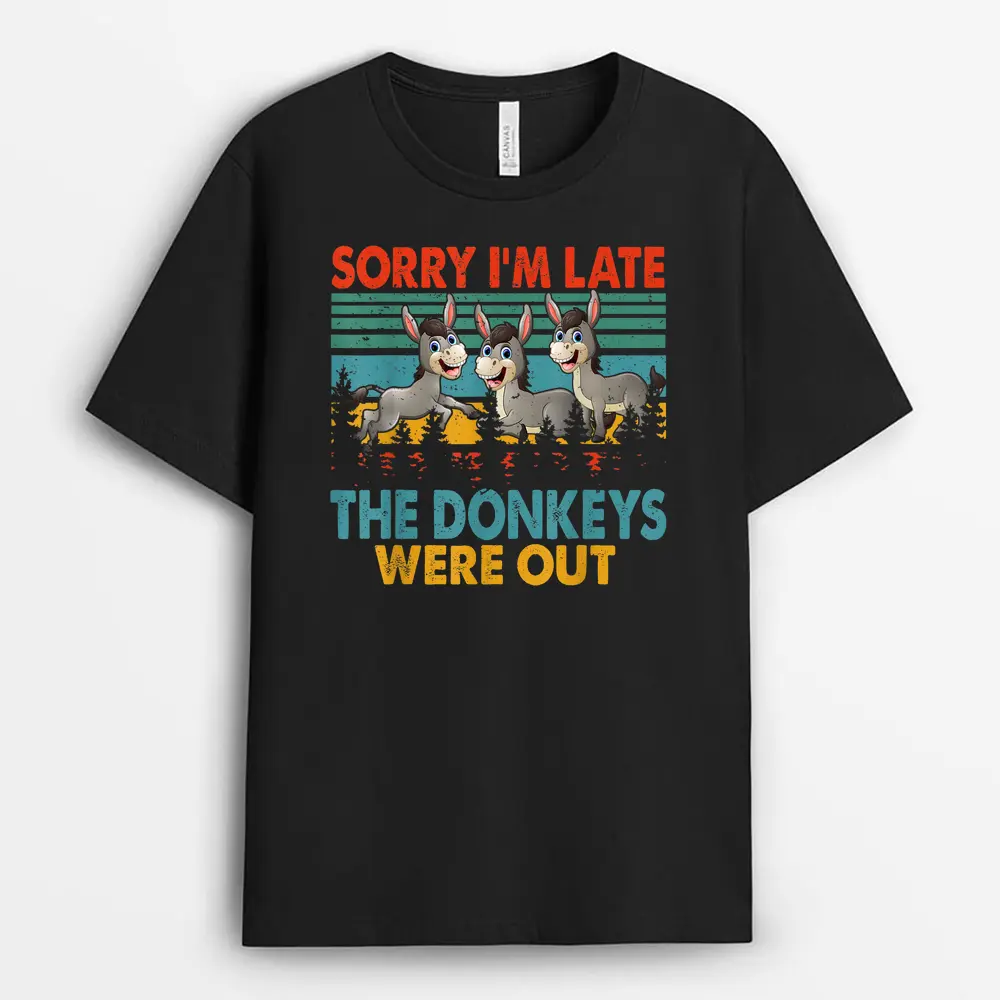 Vintage Retro Sorry I'm Late The Donkeys Were Out Farmer T-Shirt