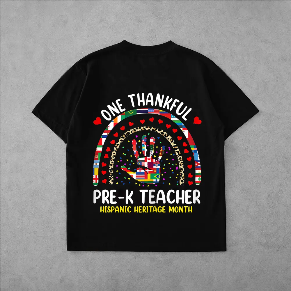 Womens Hispanic Heritage Month Pre K Teacher Rainbow World Nations T-Shirt