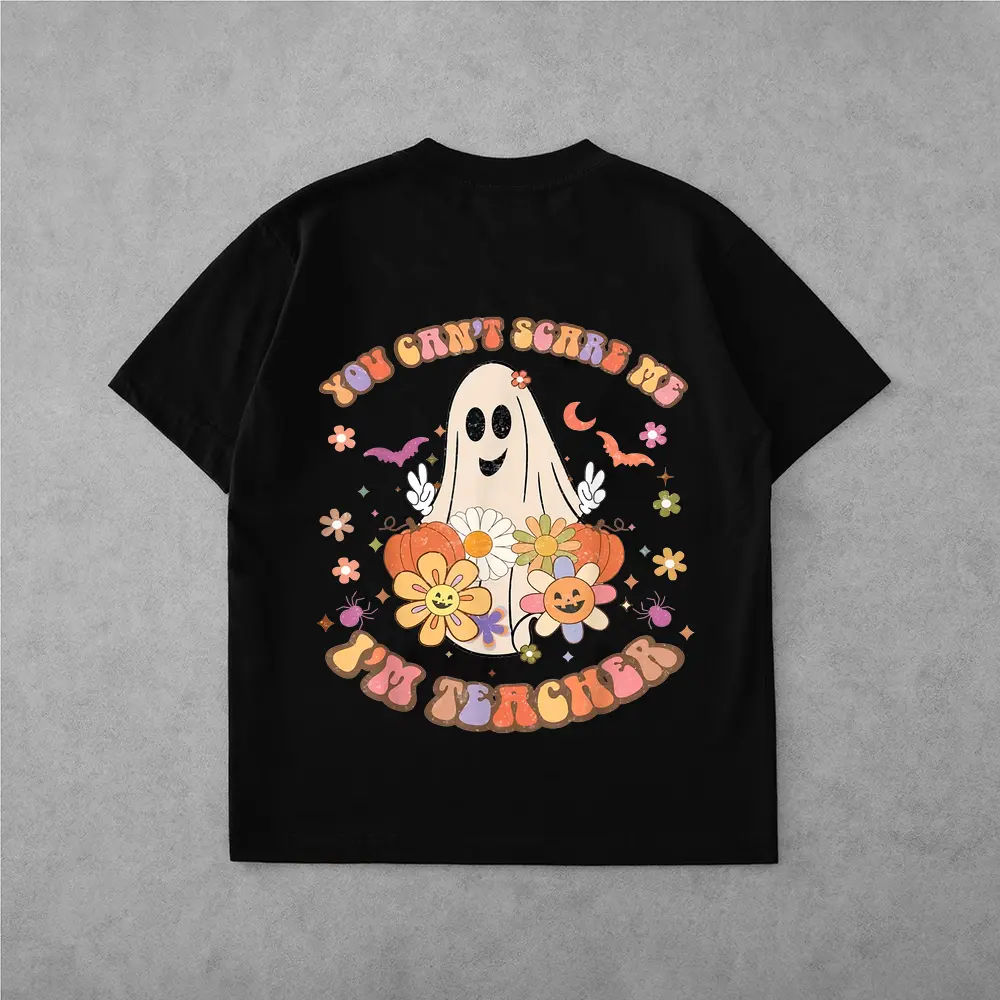 You Can't Scare Me I'm Teacher Floral Boo Spooky Halloween T-Shirt
